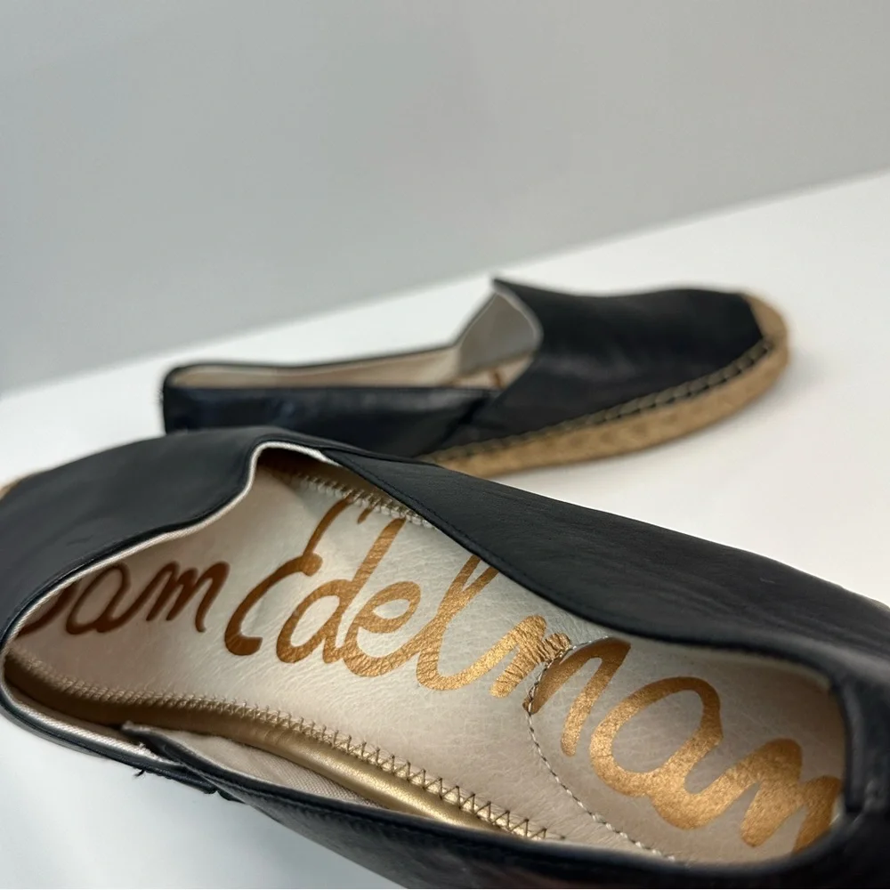 Sam Edelman Kesia Black Leather Espadrille Flats Size 10